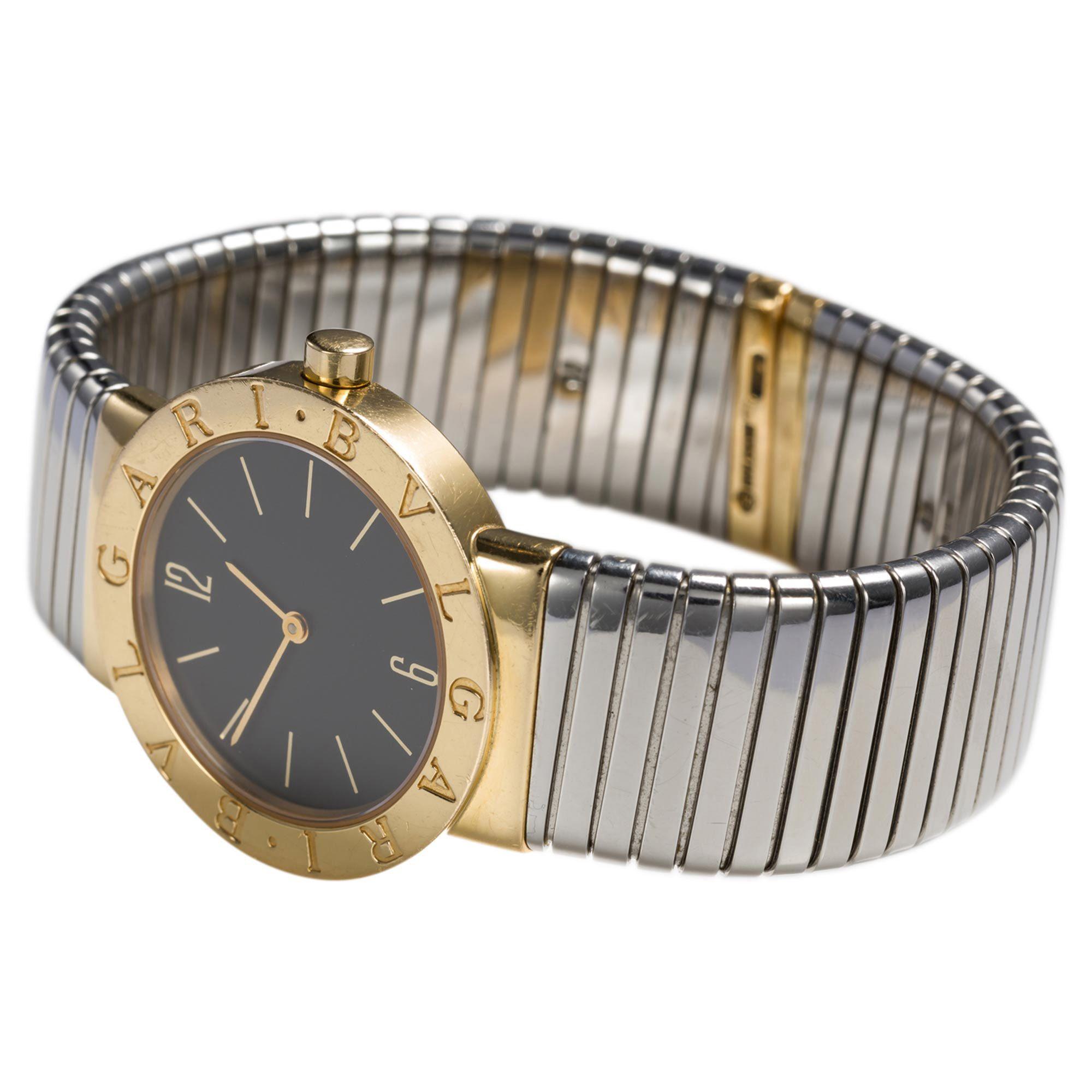 An iconic look from the Italian house of Bulgari. This is such a statement piece, a classic style in any language the Tubogas 18k gold and stainless steel watch is a must for all the Bulgari lovers. Immaculately detailed, beautifully crafted - it