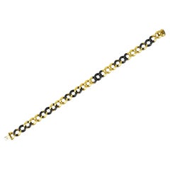 Bulgari 18 Karat Yellow Gold Steel Two-Tone Curb Link Chain Vintage Bracelet