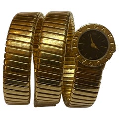 Bulgari 18 Karat Yellow Gold Tubogas Serpenti Bracelet Watch