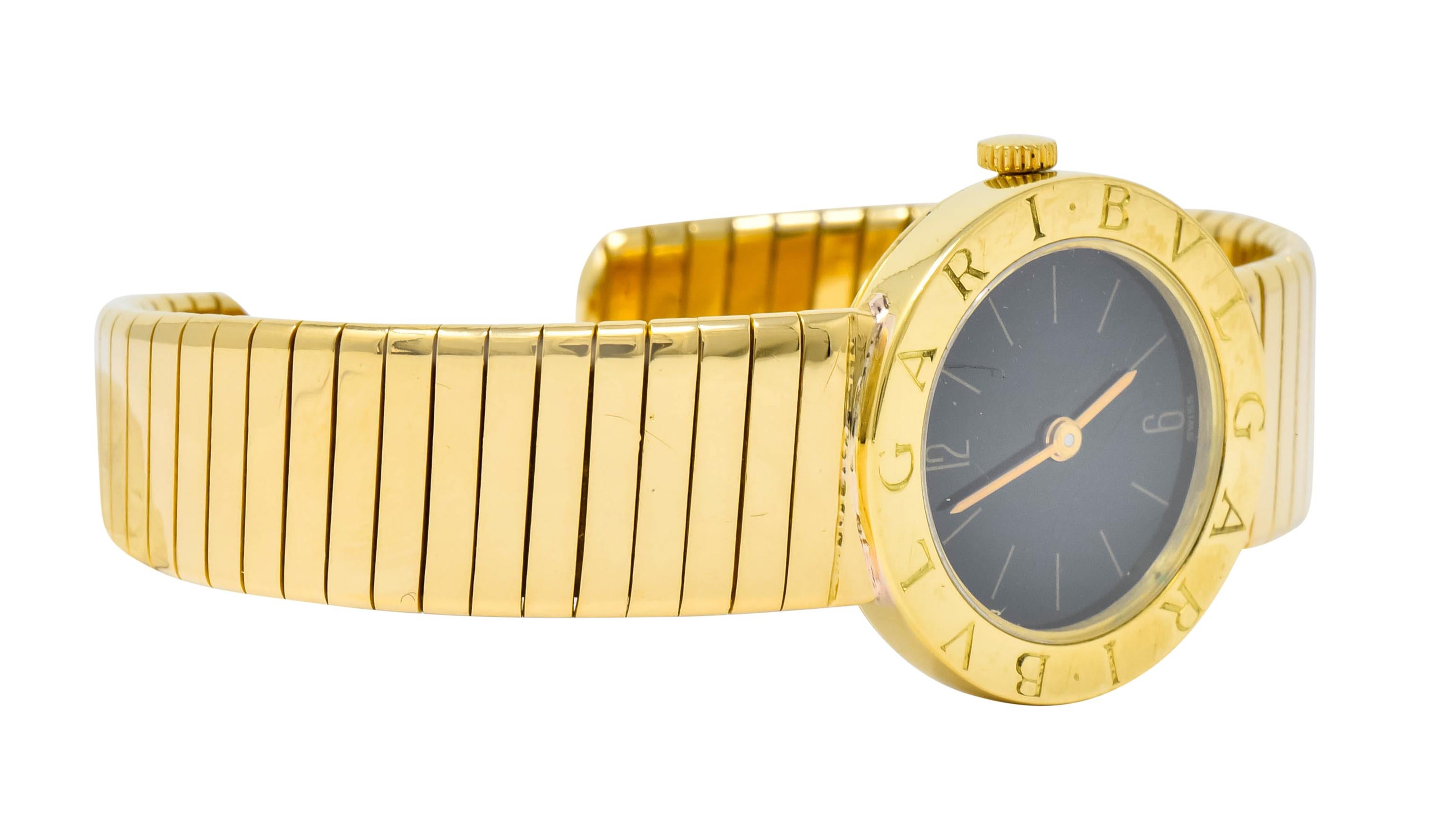 Bulgari 18 Karat Yellow Gold Tubogas Serpenti Flex Band Wristwatch In Excellent Condition In Philadelphia, PA