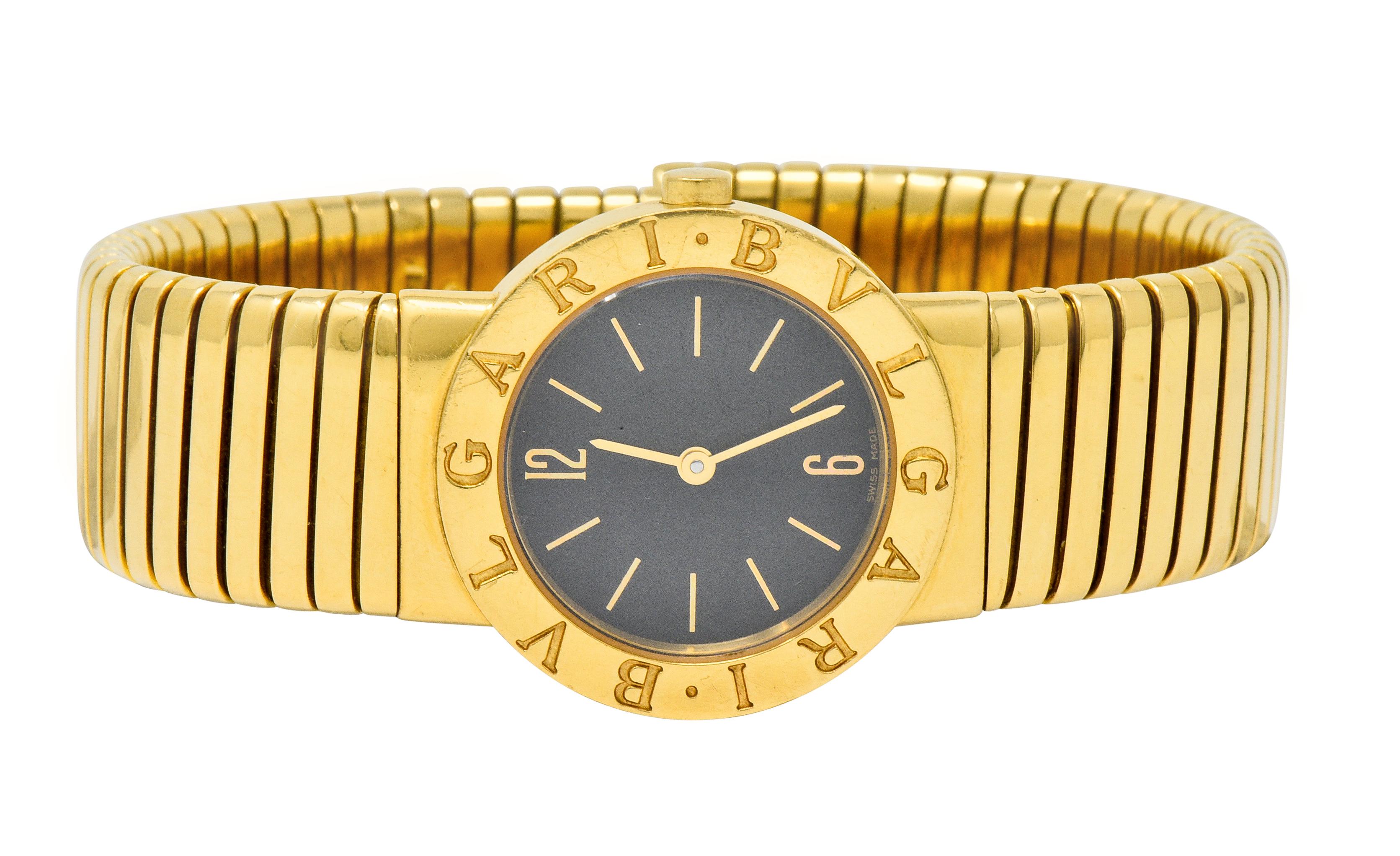 Contemporary Bulgari 18 Karat Yellow Gold Tubogas Serpenti Flex Band Wristwatch Watch