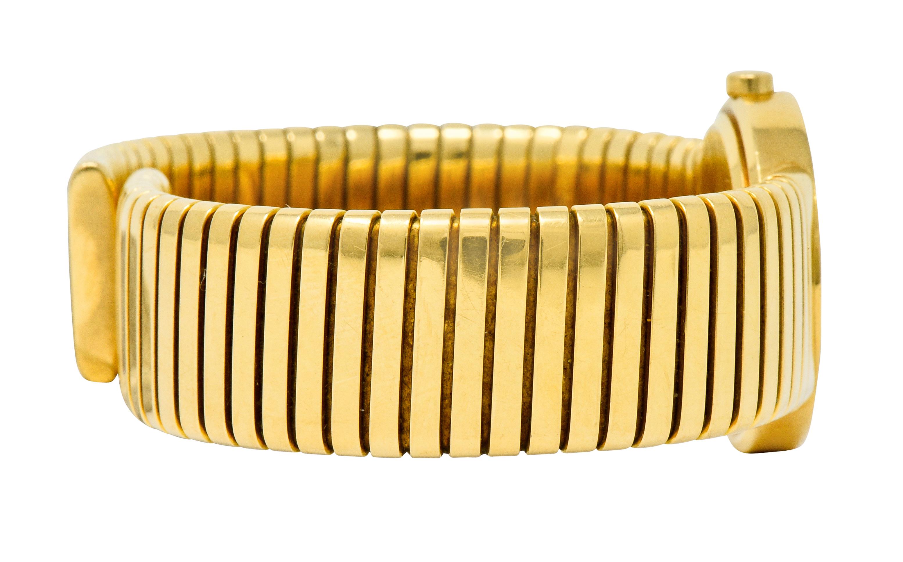 Women's or Men's Bulgari 18 Karat Yellow Gold Tubogas Serpenti Flex Band Wristwatch Watch