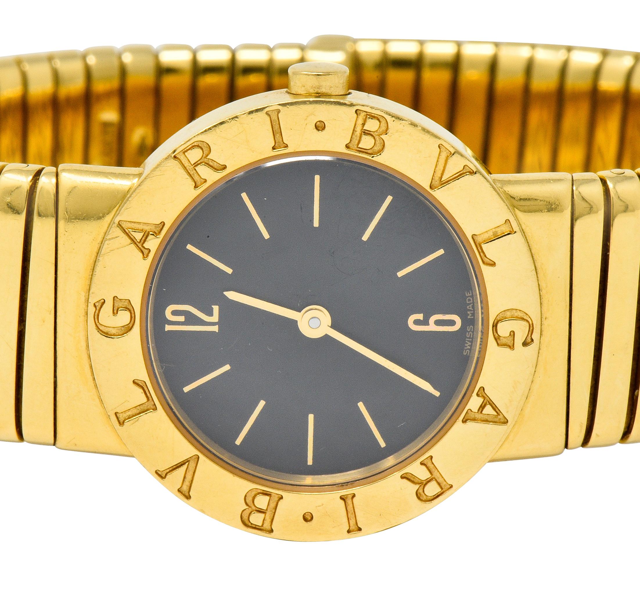Bulgari 18 Karat Yellow Gold Tubogas Serpenti Flex Band Wristwatch Watch 4