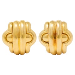 Bulgari 18 Karat Yellow Gold Vintage Parentesi J-Hoop Ear-Clip Earrings