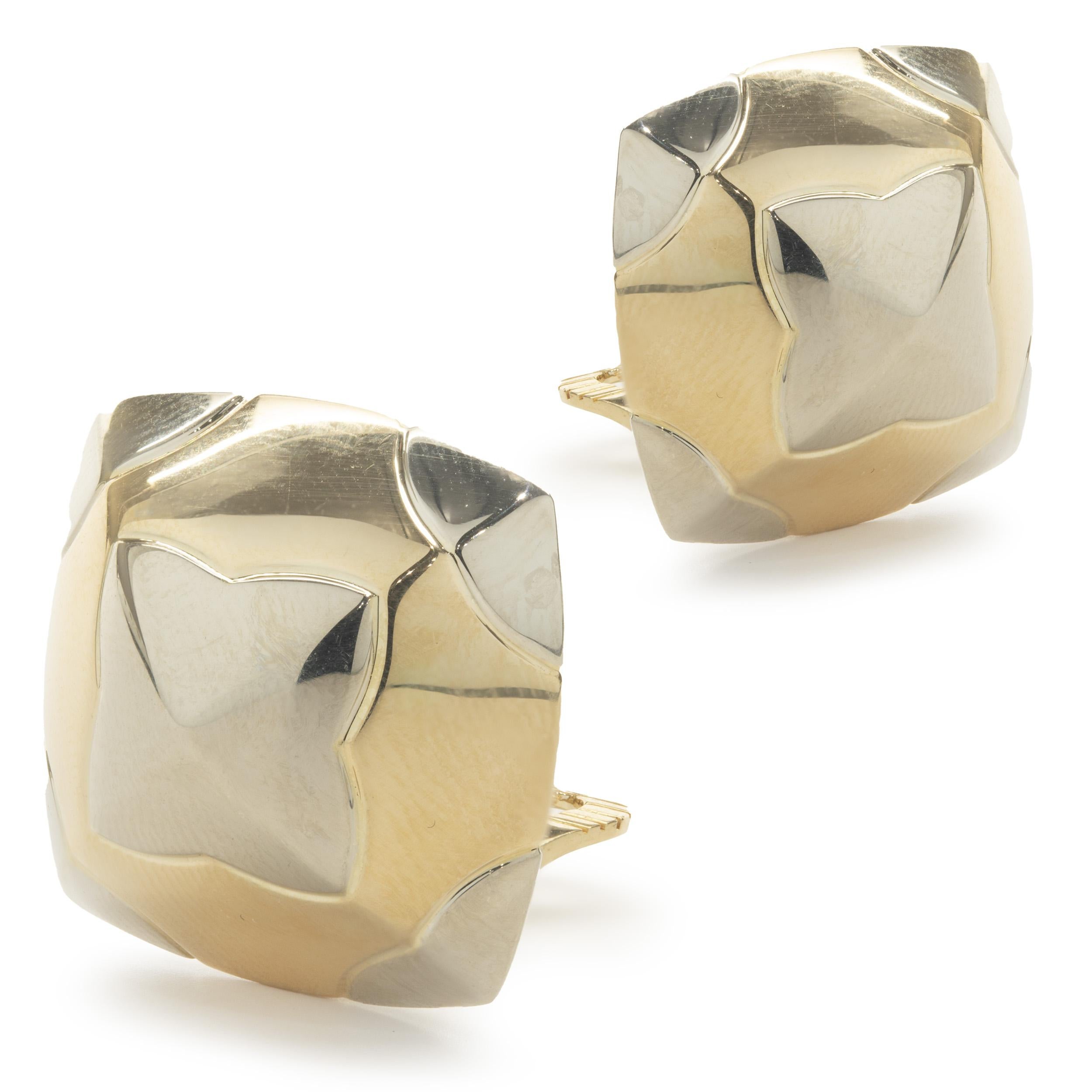 Women's Bulgari 18 Karat Yellow & White Gold Pyramid Earrings For Sale