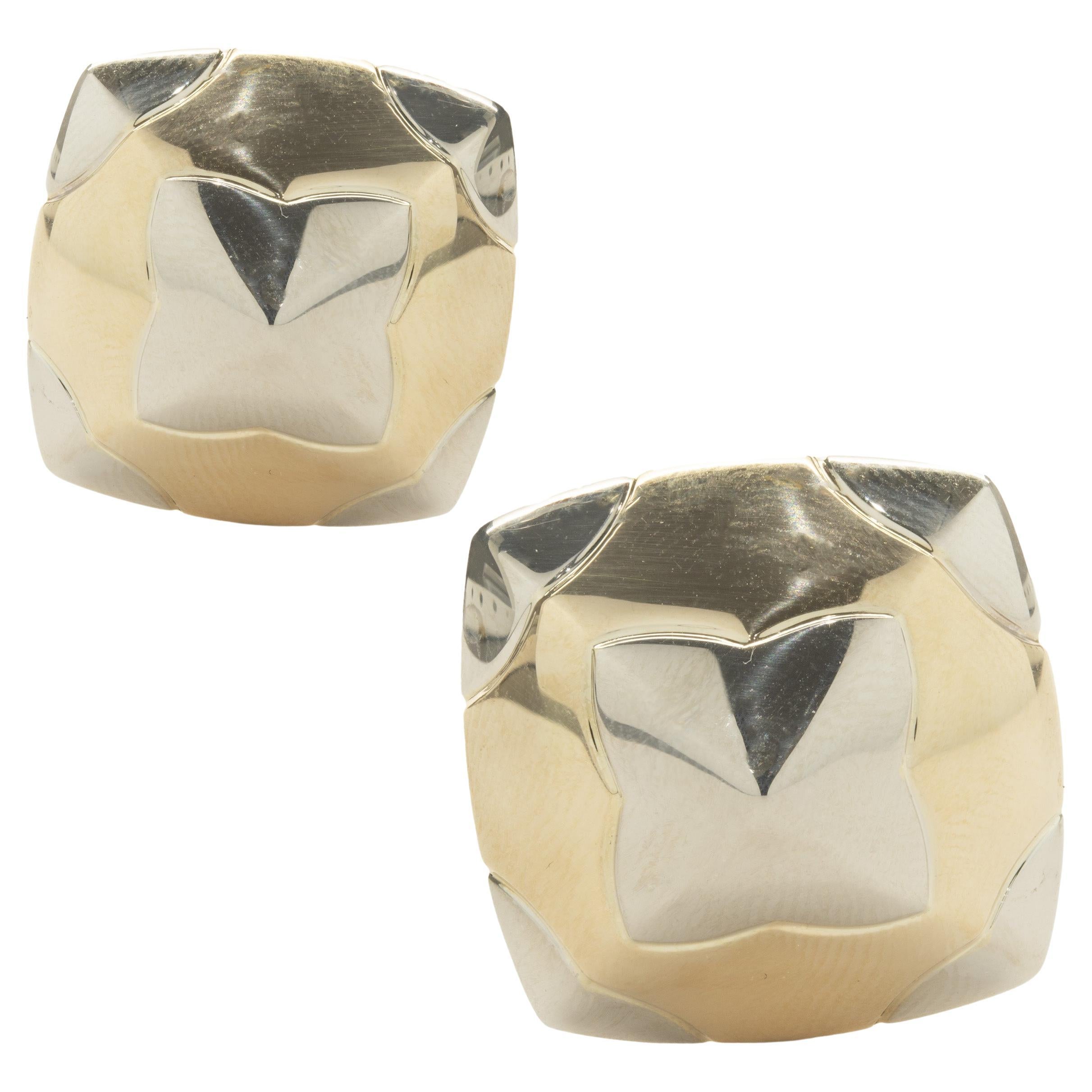 Bulgari 18 Karat Yellow & White Gold Pyramid Earrings For Sale