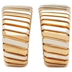 Bulgari 18 Karat Yellow, White and Rose Gold Tubogas Hoop Earrings