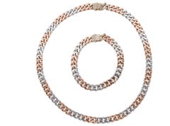 Bulgari 18 Kt. White and Rose Gold Groumette Necklace and Bracelet