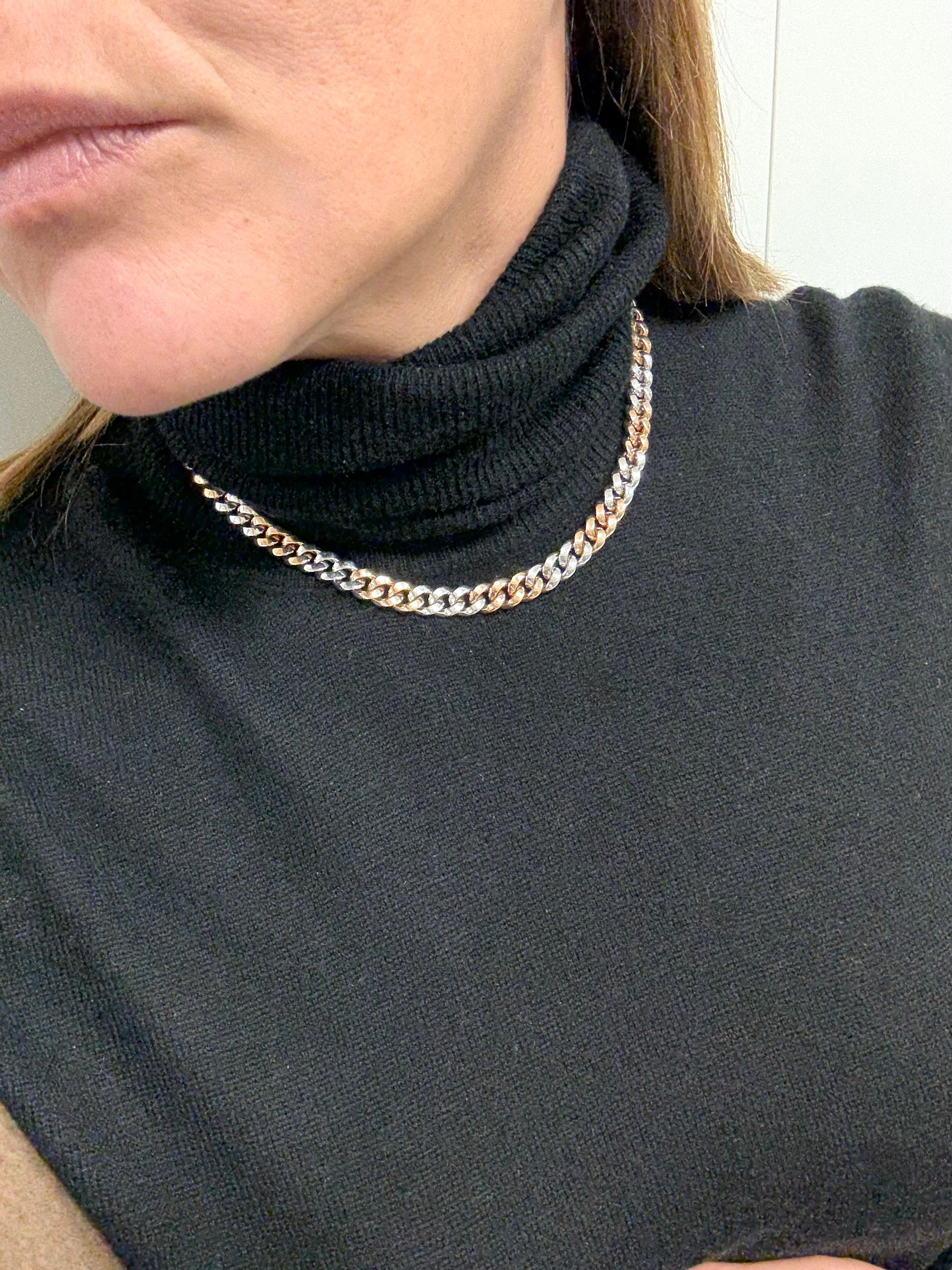 Bulgari 18 Kt. Collar y pulsera Groumette en oro blanco y rosa en venta 2