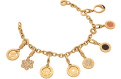 Bulgari 18 Kt. Yellow Gold Diamonds Semiprecious Stones Charms Bracelet