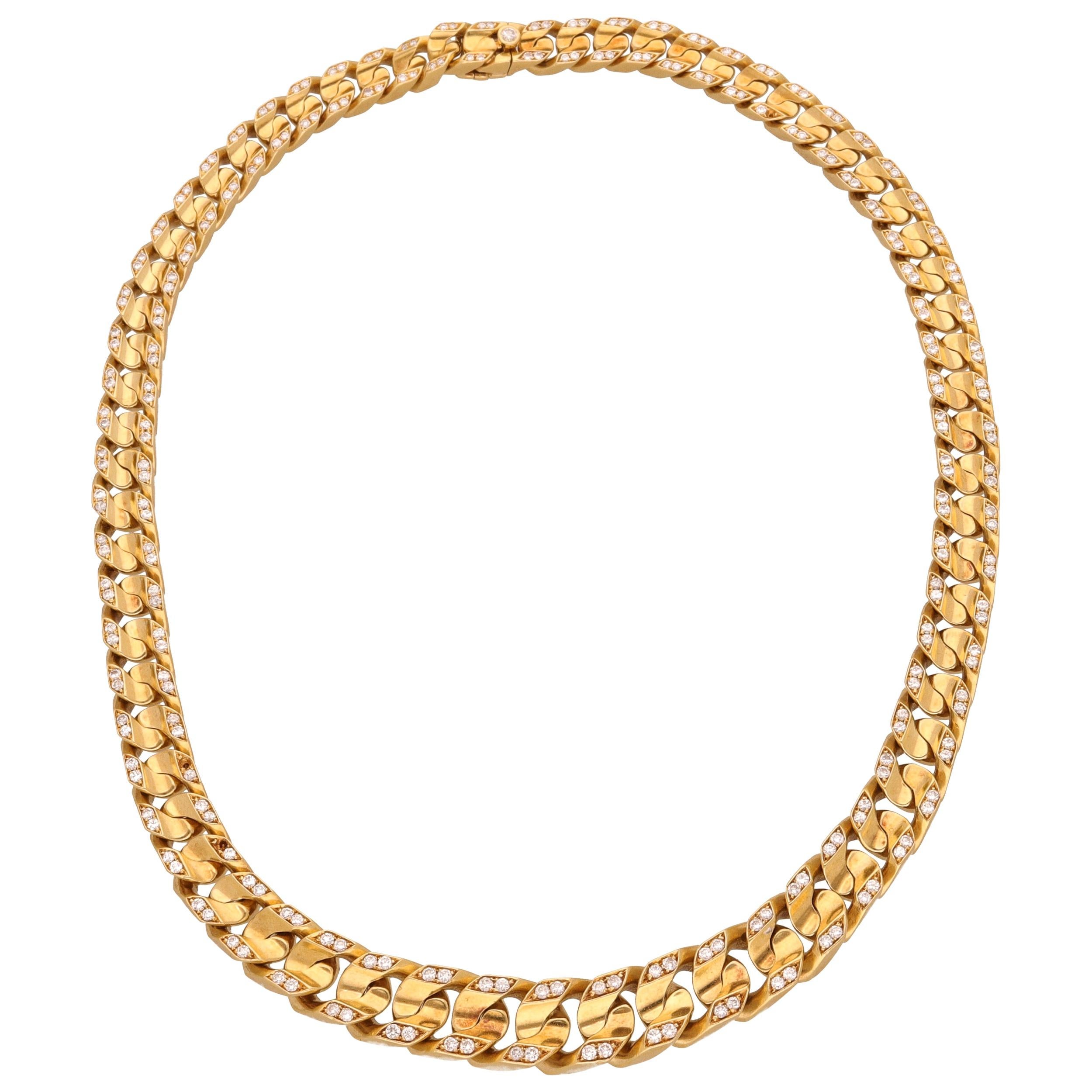 Bulgari 18 Karat Yellow Gold Diamonds Vintage Necklace