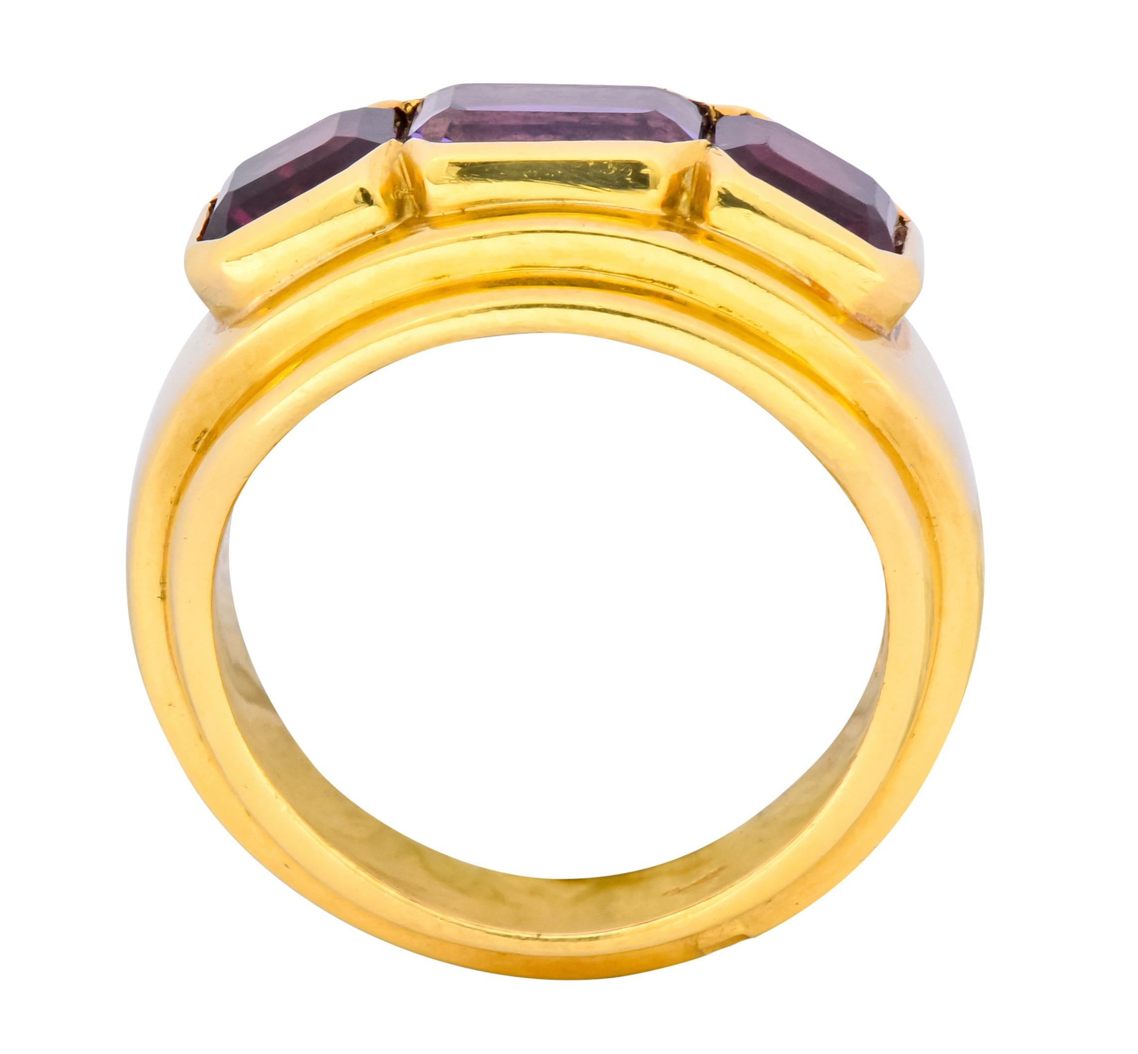 Bulgari 1.88 Carat Tourmaline Amethyst 18 Karat Gold Italian Band Ring 2