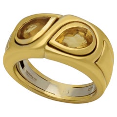 Bulgari Ring aus 18 Karat Gold und birnenförmigem Citrin Toi Et Moi, ca. 1980er Jahre