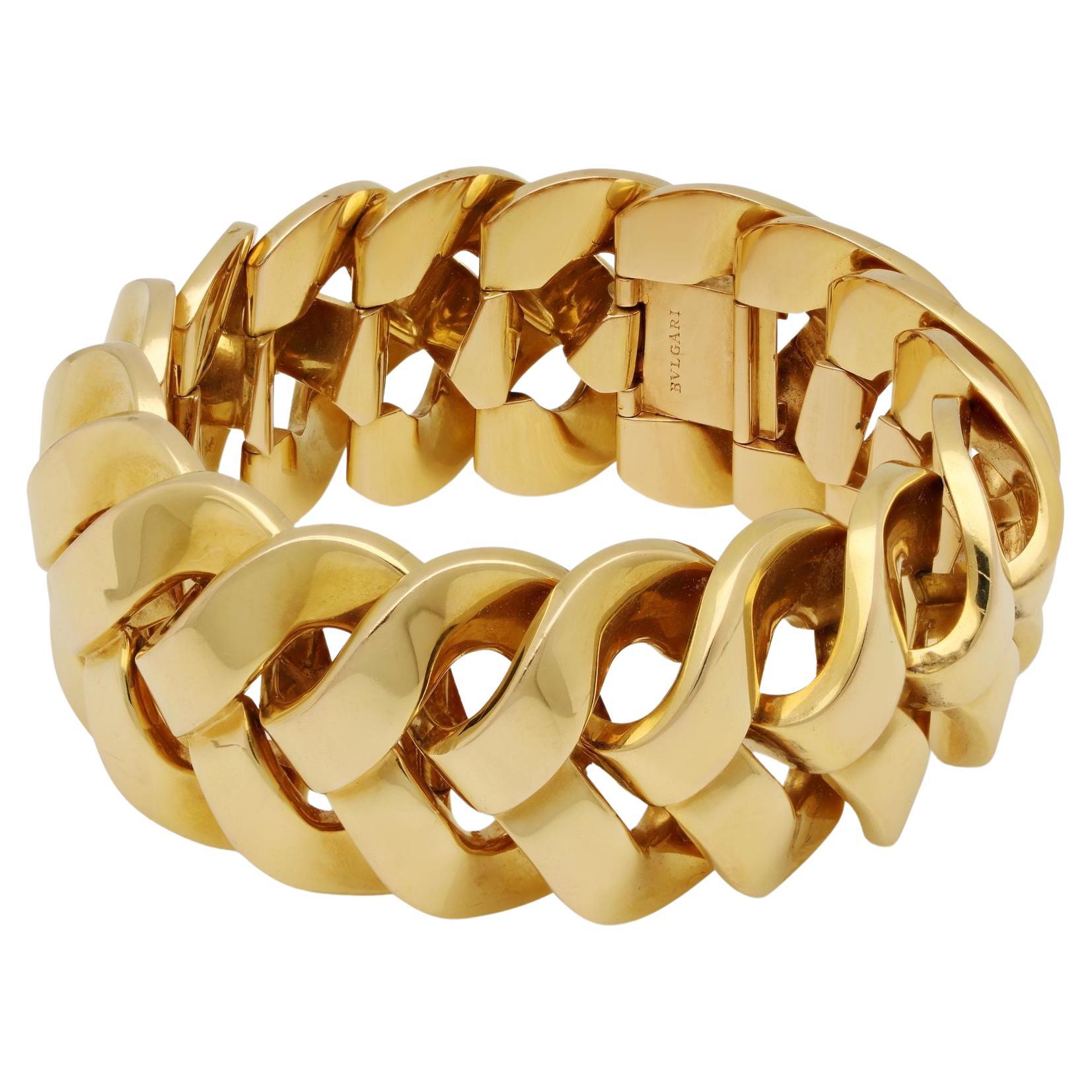 Bulgari 18ct Gold Chunky Open Weave Bracelet Circa 1970s at 1stDibs