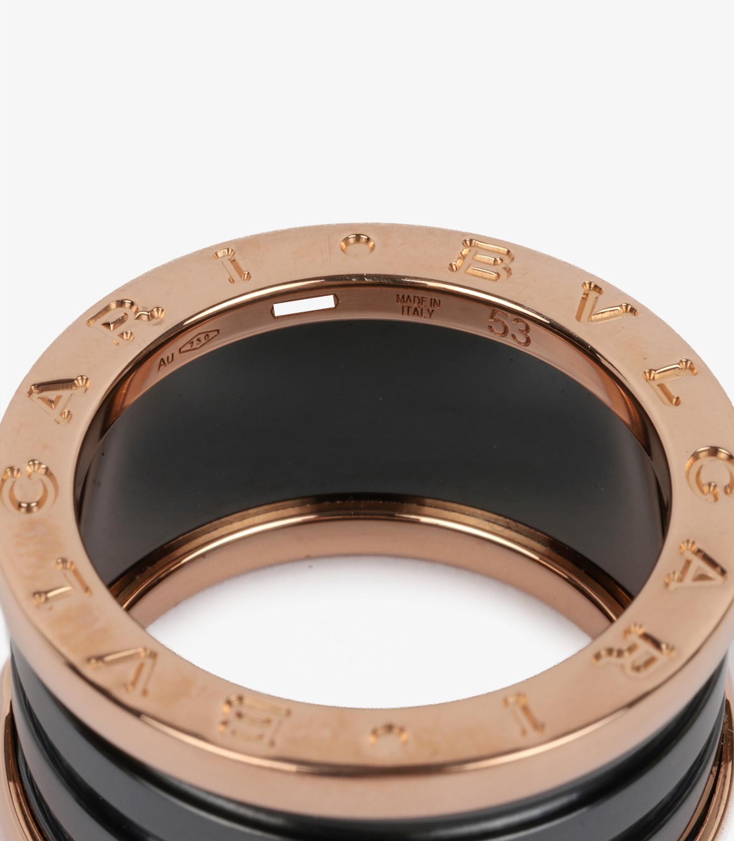 Bulgari 18ct Rose Gold & Black Ceramic B.zero1 Ring In Excellent Condition For Sale In Bishop's Stortford, Hertfordshire