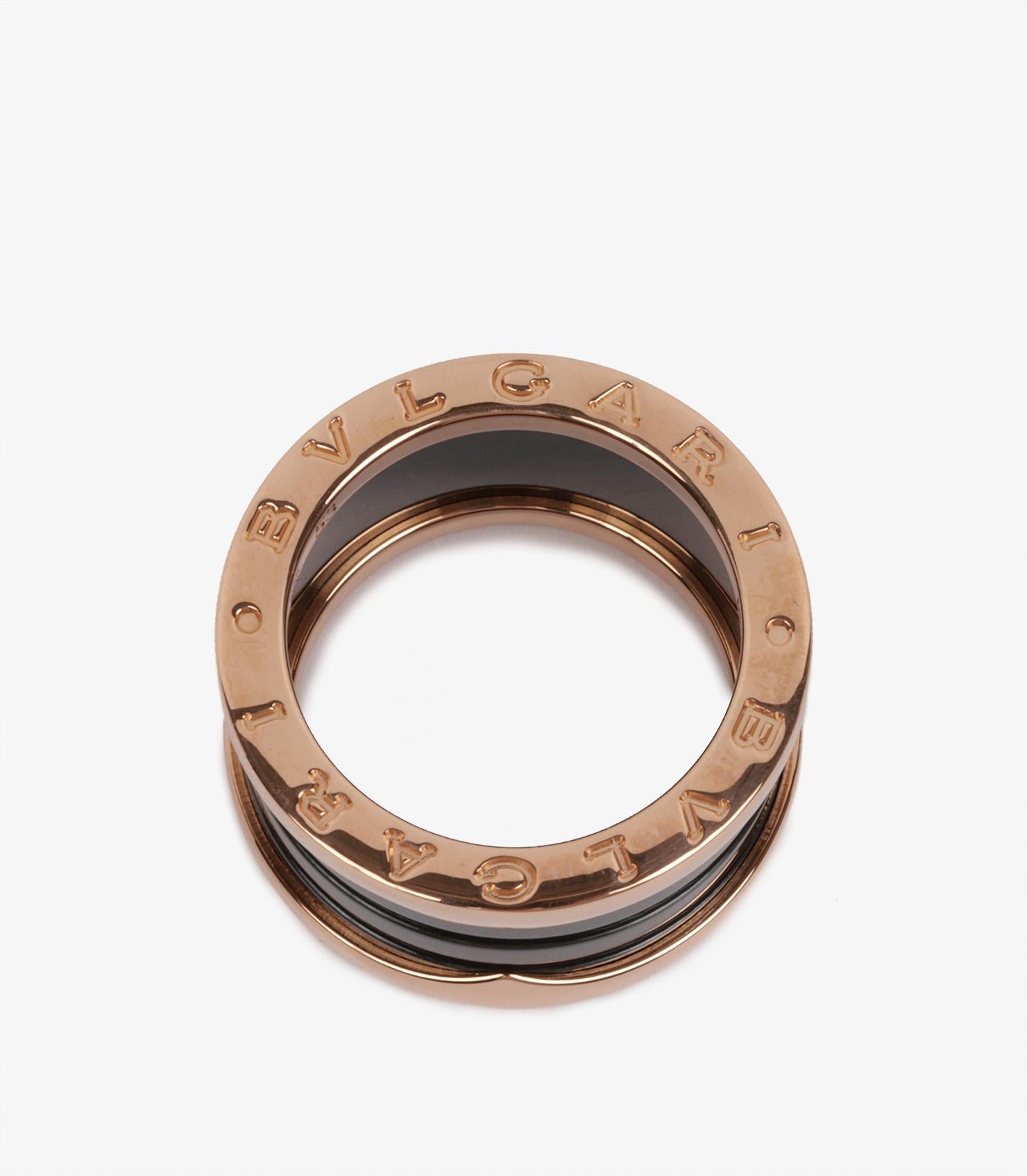 Women's or Men's Bulgari 18ct Rose Gold & Black Ceramic B.zero1 Ring For Sale