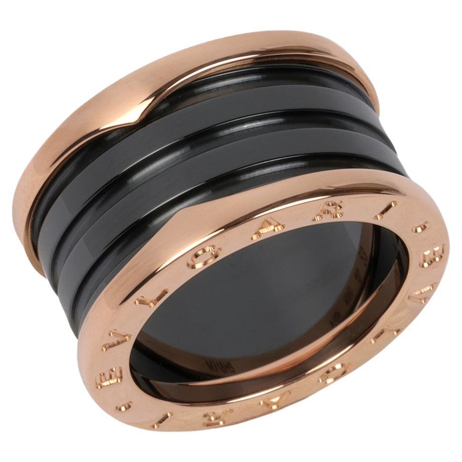 Bulgari 18ct Rose Gold & Black Ceramic B.zero1 Ring