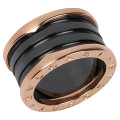 Bulgari 18ct Rose Gold & Black Ceramic B.zero1 Ring