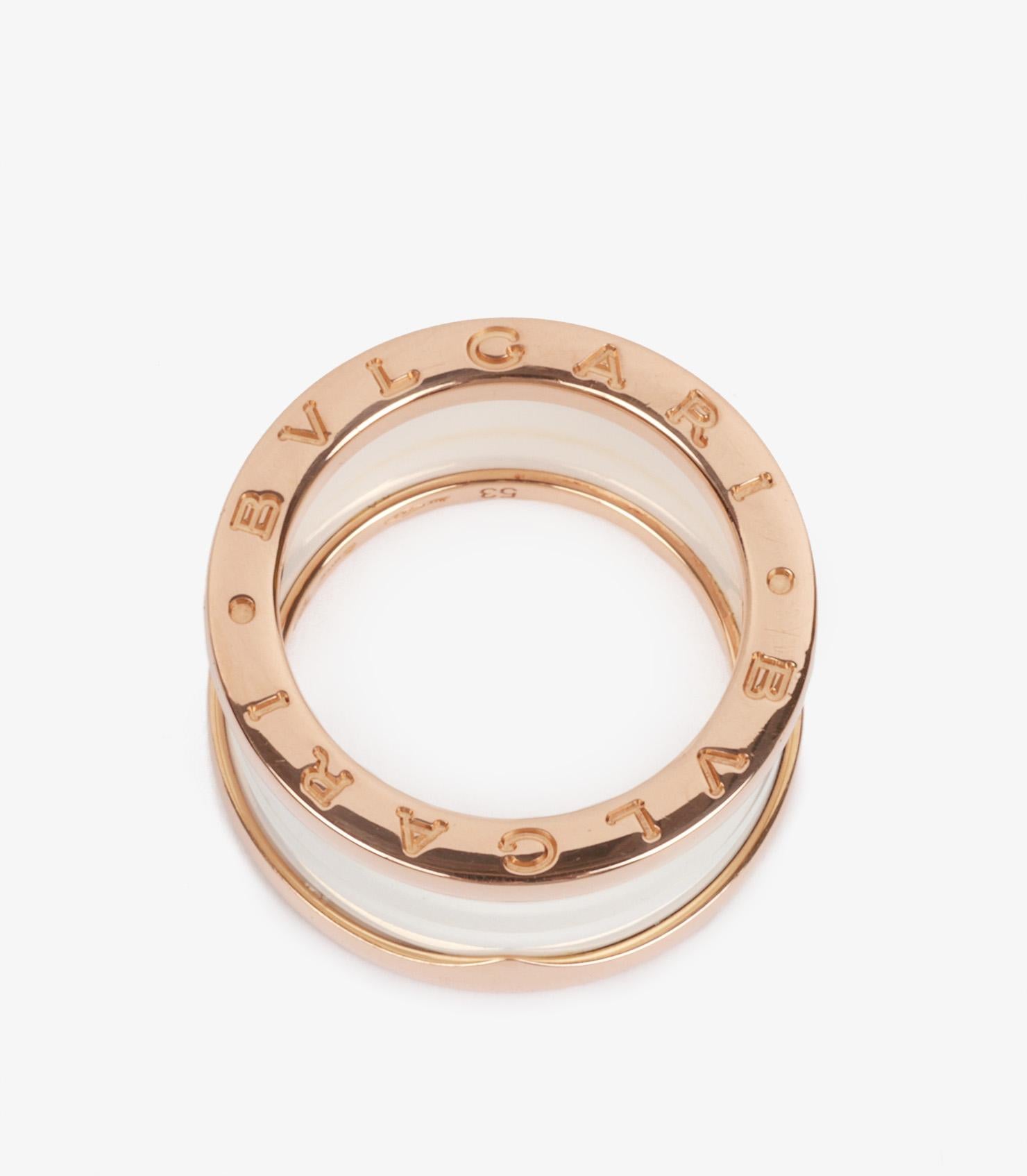 Women's or Men's Bulgari 18ct Rose Gold & White Ceramic B.zero1 Ring