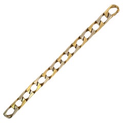 Bulgari 18K Curb Link Bracelet Tubular Two Tone White and Yellow Gold