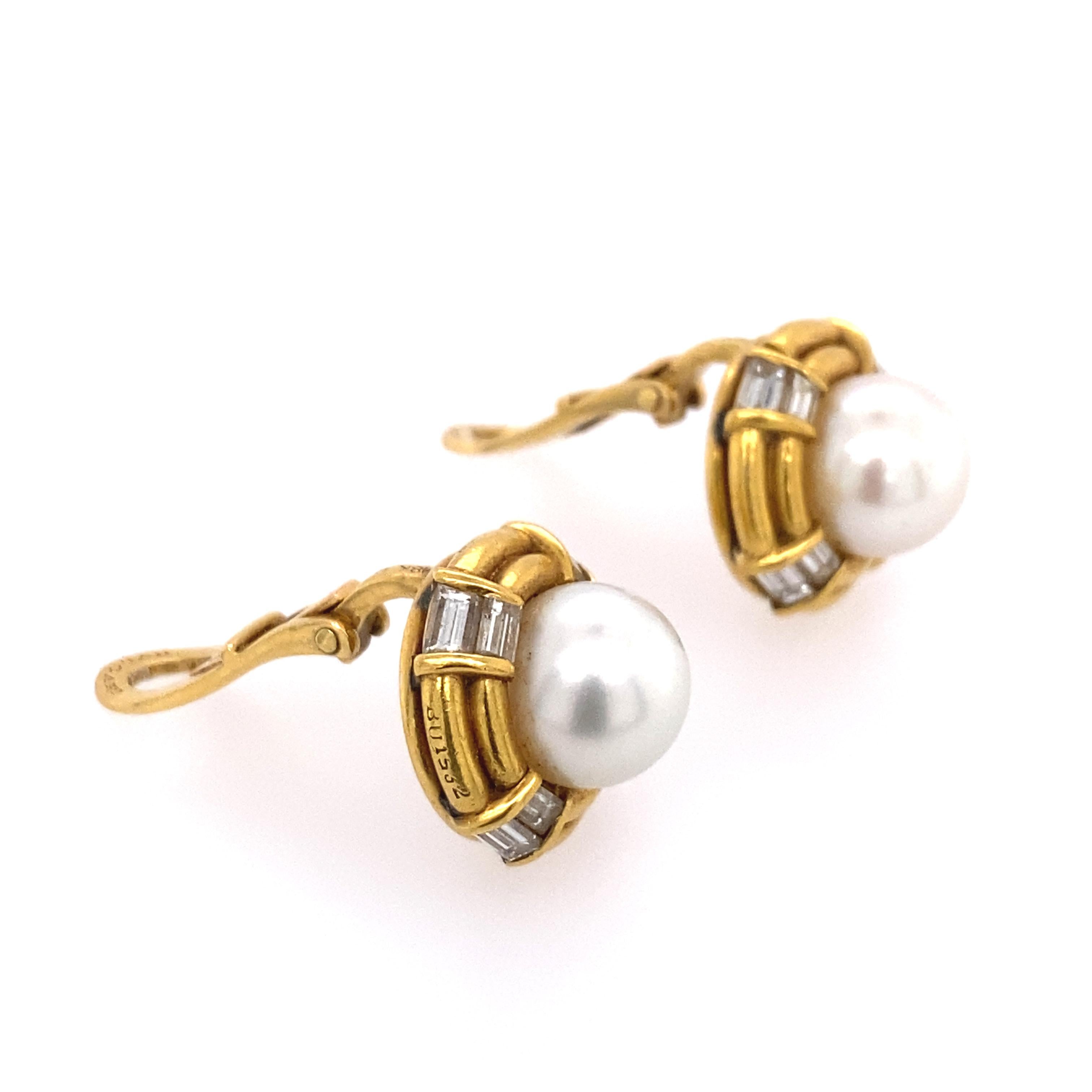 Bulgari 18k Gold Diamond and Cultured Pearl Earrings 2