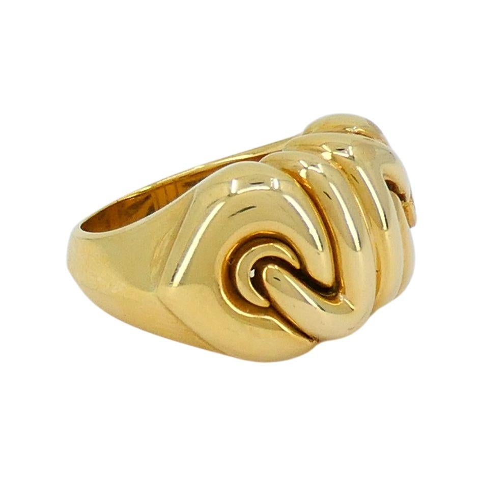Bvlgari 18k Gold Doppio Cuore Ring In Good Condition In Beverly Hills, CA
