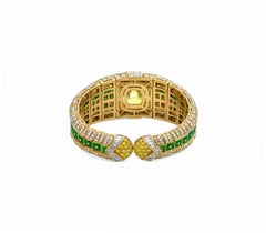 Bulgari 18K Gold Fancy Intensive gelbe Diamant Smaragd Armreif Armband GIA