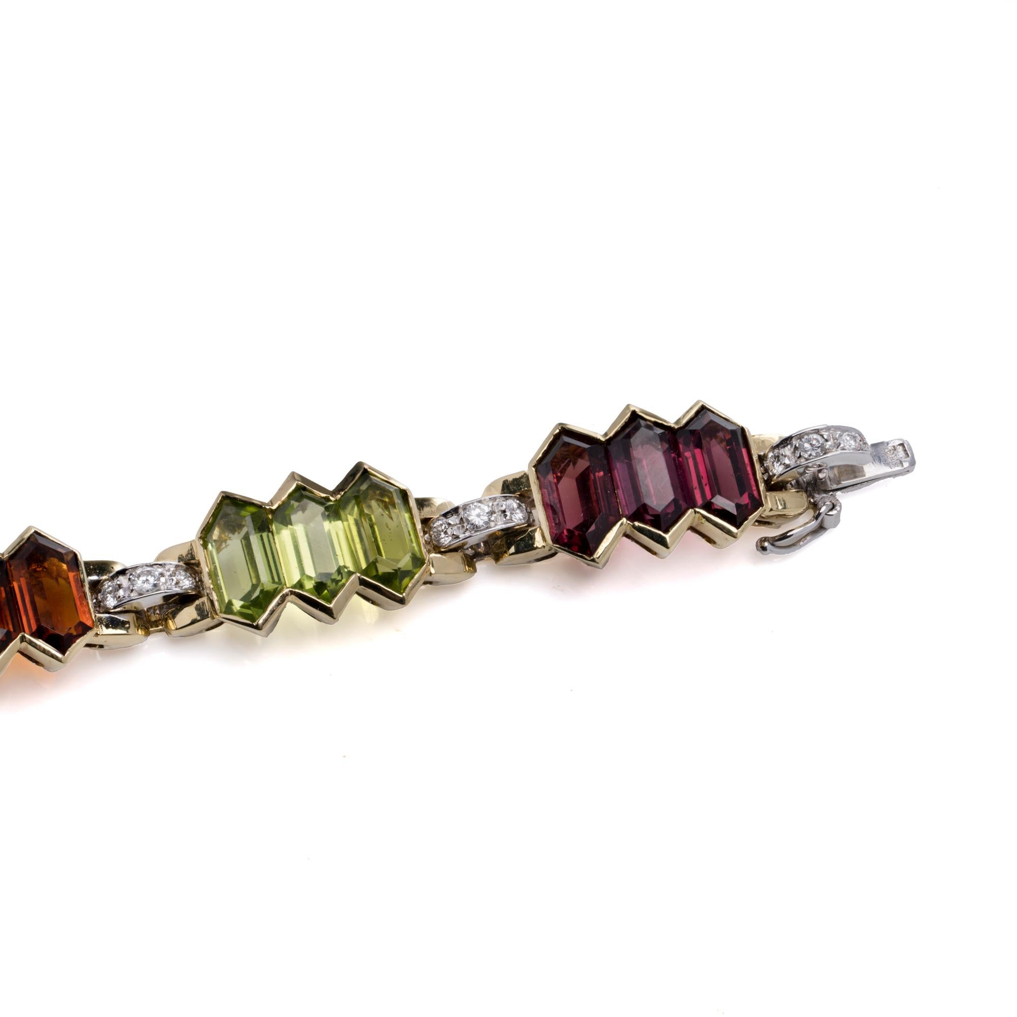 Women's Bulgari 18K Gold Ladies’ Bracelet with Multicoloured Gemstones and Diamonds For Sale