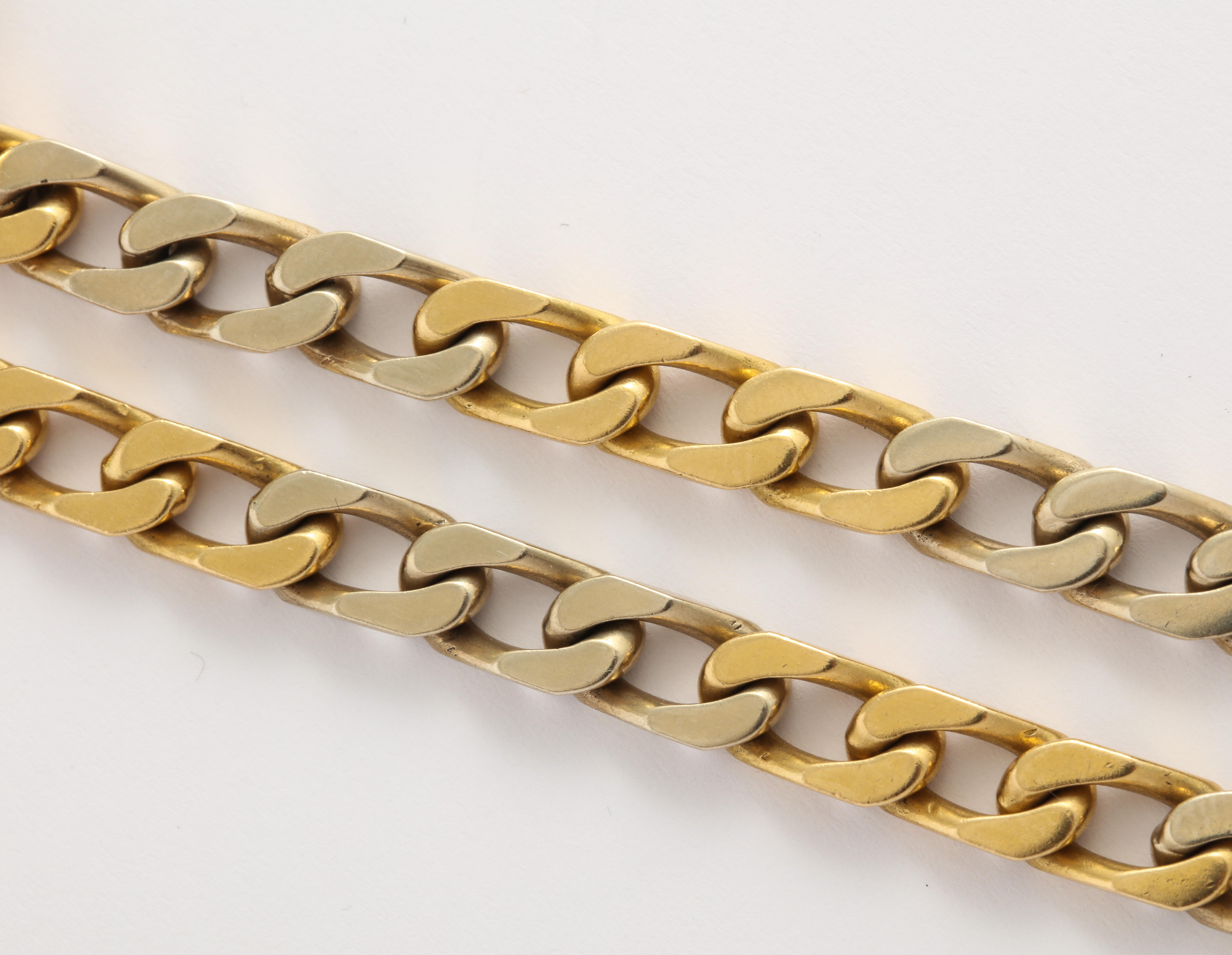 Bulgari 18 Karat Gold Midcentury Solid Curb Chain with Bloodstone Scarab Pendant 2
