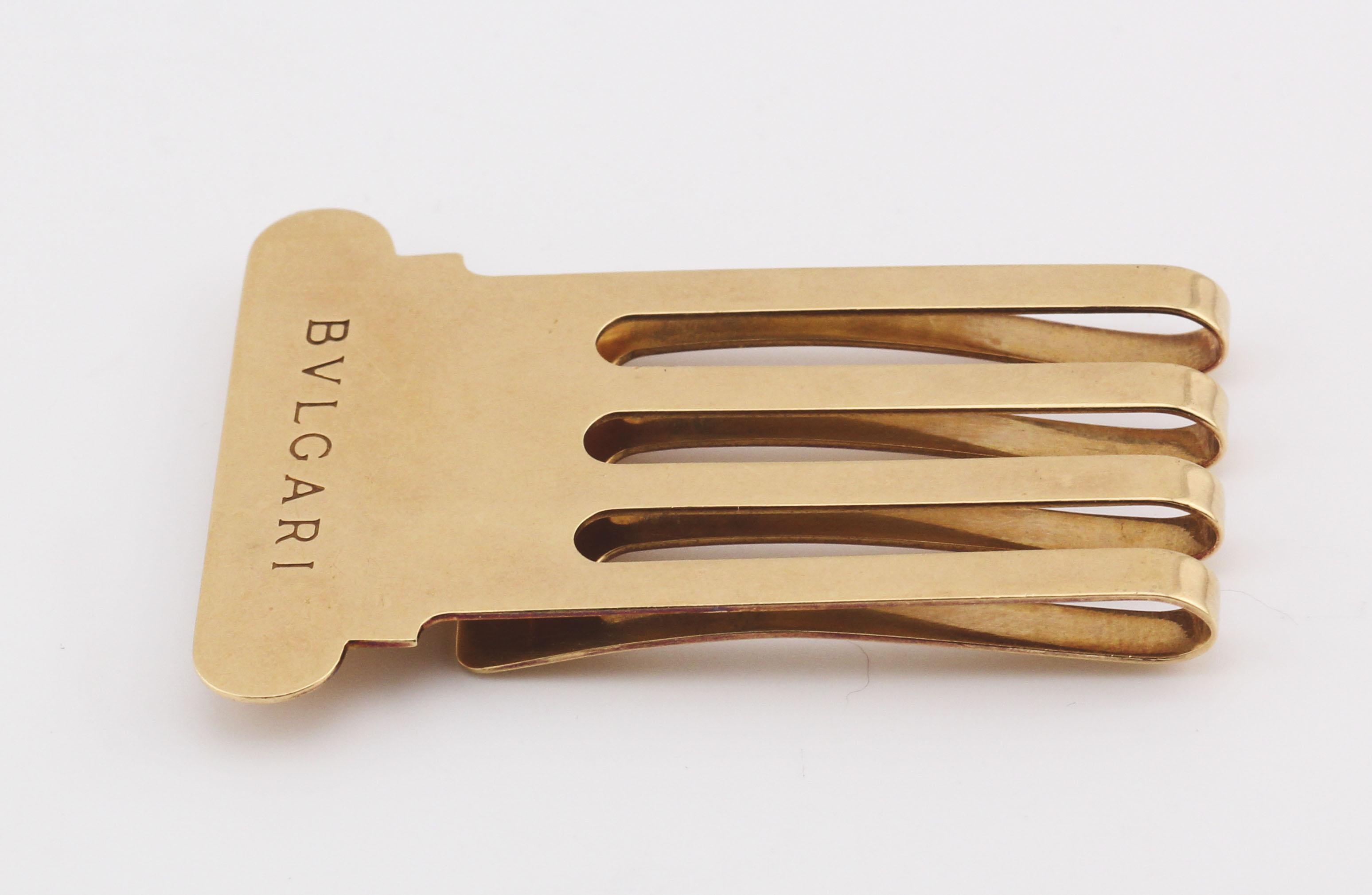 Bulgari 18k Gold Moneyclip In Good Condition For Sale In Simpsonville, SC