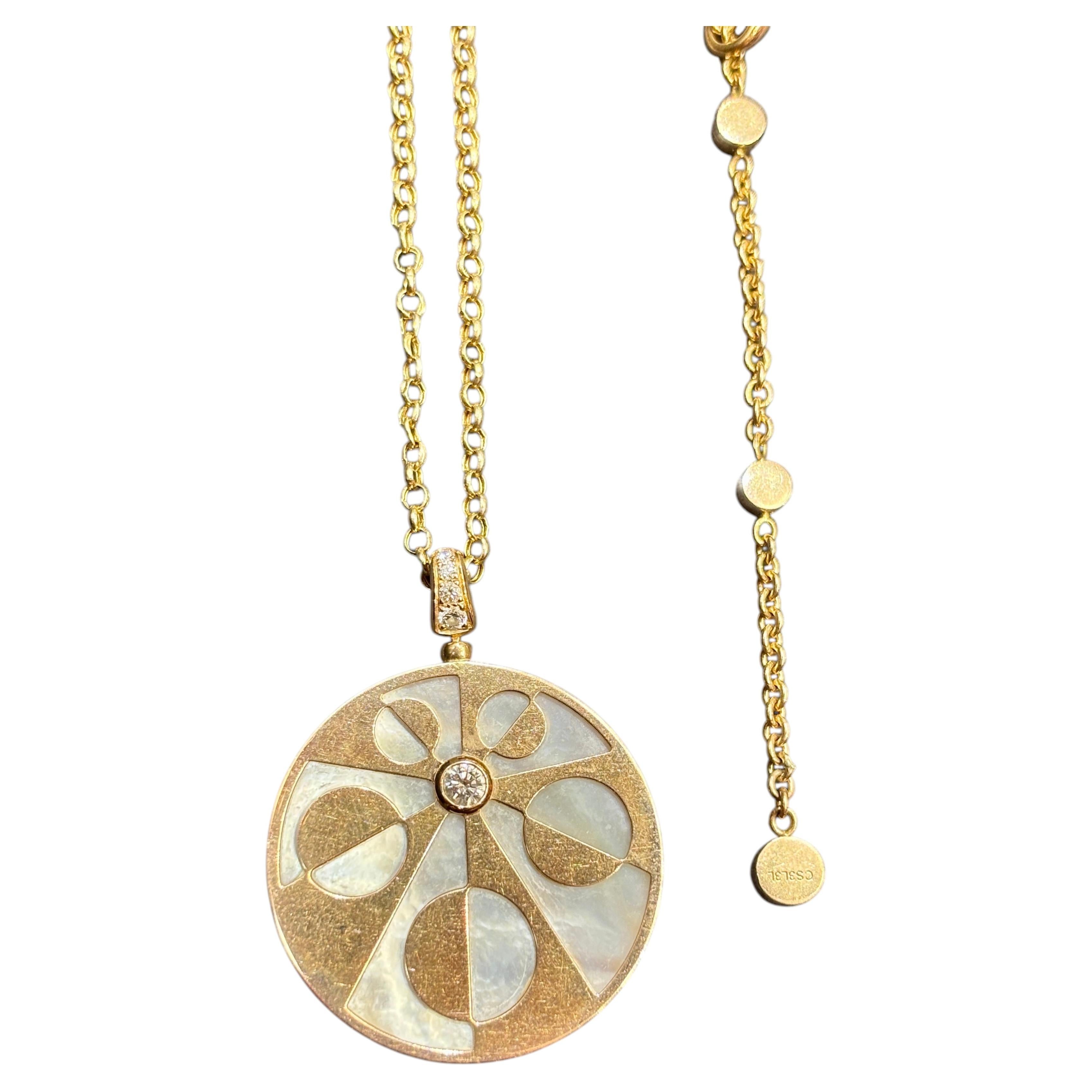 Bulgari 18k Gold, Mother of Pearl and Diamond Pendant, Circa 2000