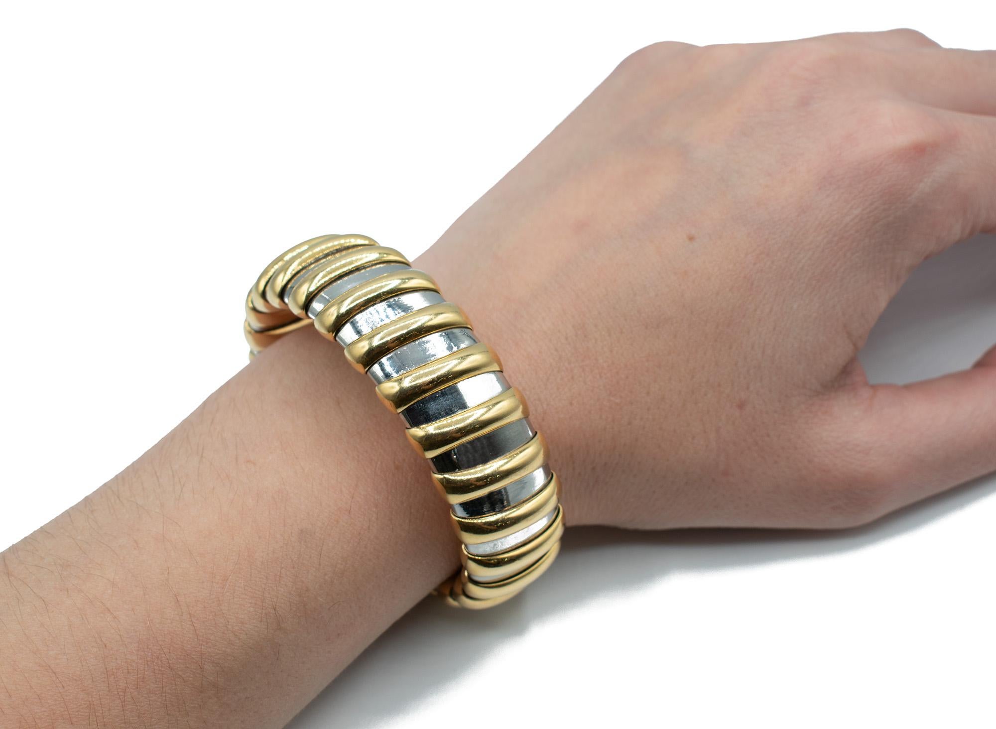 Bulgari Bracelet en or 18k et acier Unisexe en vente