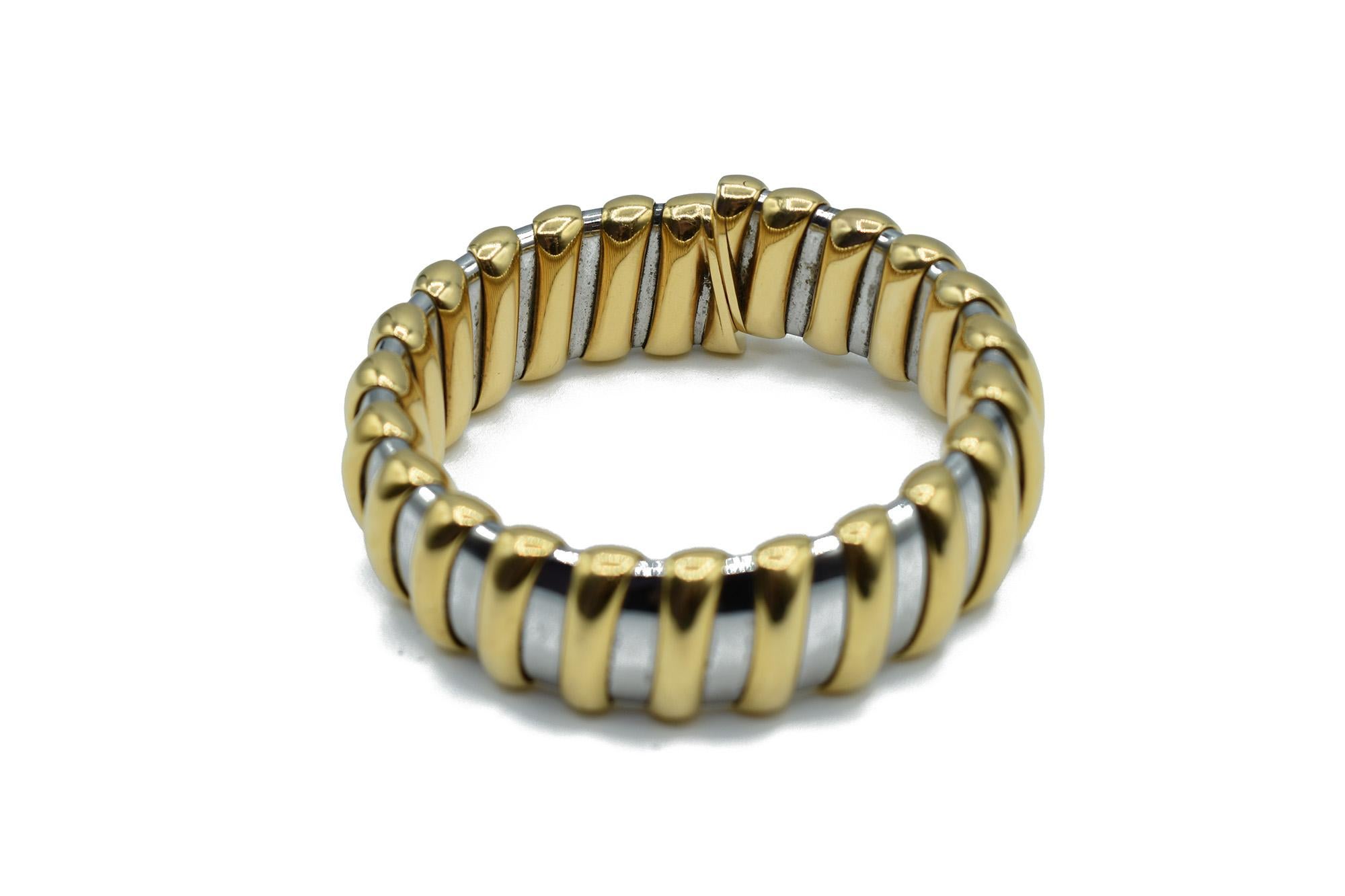 Bulgari Bracelet en or 18k et acier en vente 1