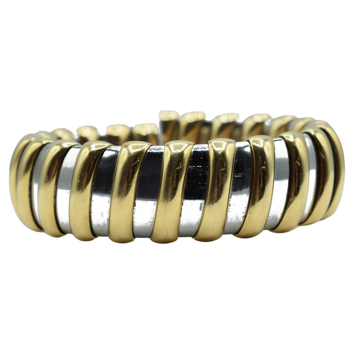 Bulgari Bracelet en or 18k et acier en vente