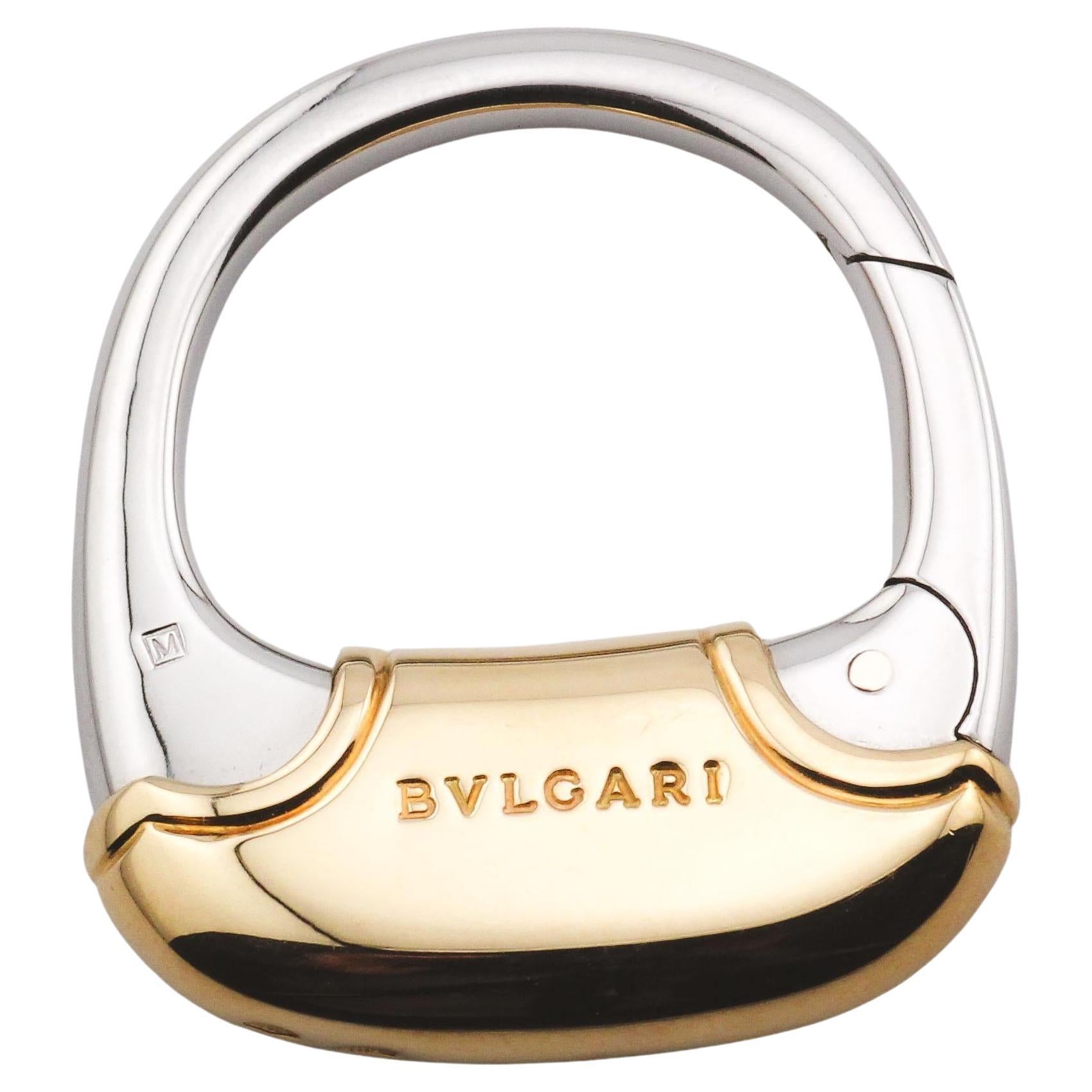 Bulgari 18k Gold Steel Keyring Key Holder