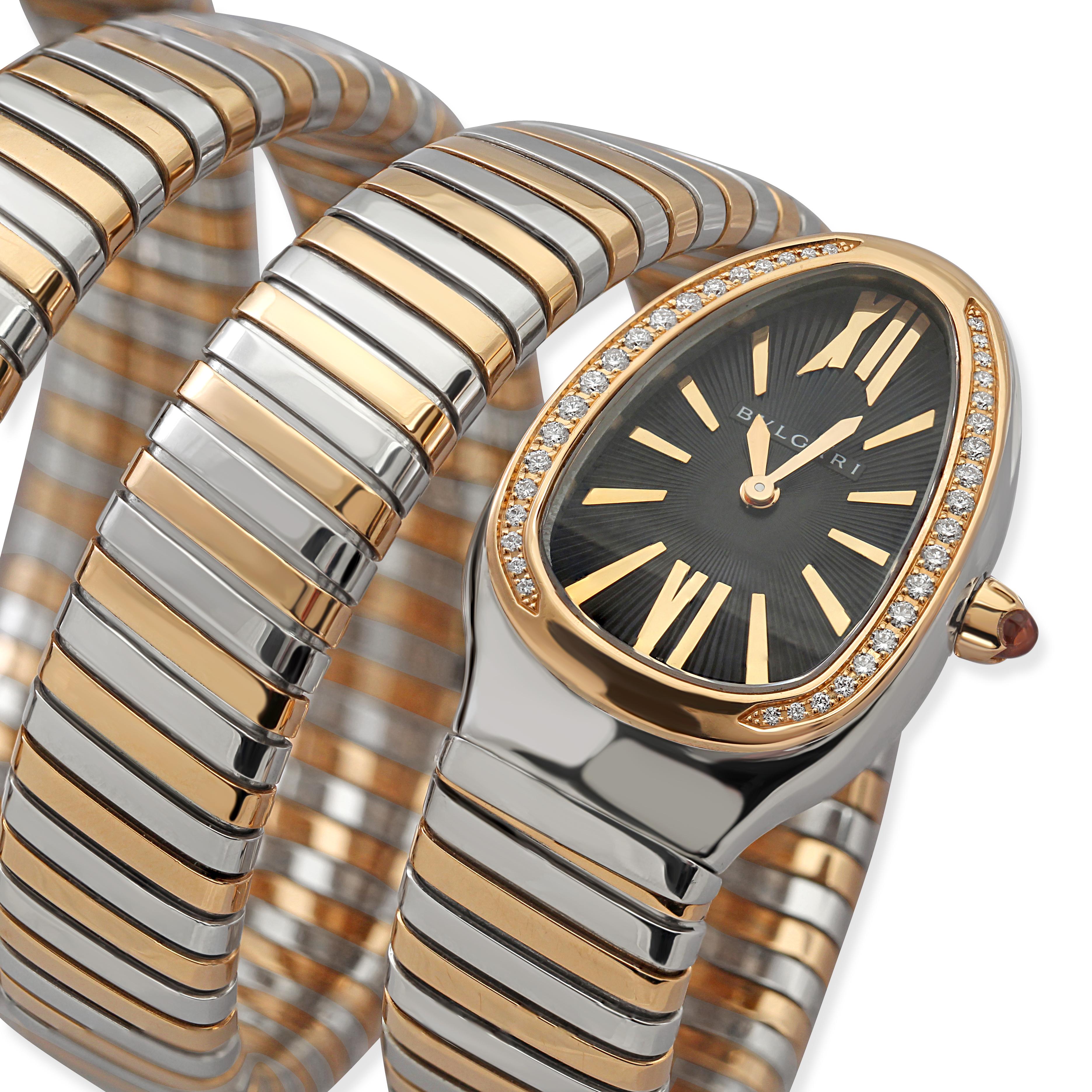Bulgari, 18k Gold Zweifarbige Serpenti Uhr im Zustand „Gut“ im Angebot in London, GB