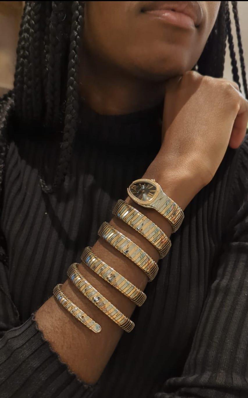Bulgari, 18k Gold Zweifarbige Serpenti Uhr im Angebot 2