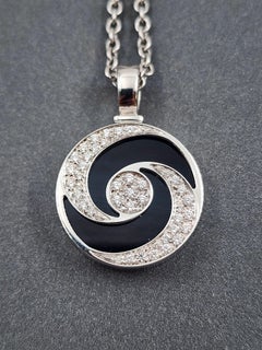 Bulgari 18k Optical Illusion Diamond & Onyx Spinning Pendant