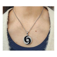 Bulgari 18k Optical Illusion Diamond & Onyx Spinning Pendant