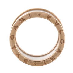Bulgari 18 Karat Rose Gold B Zero White Ceramic Ring