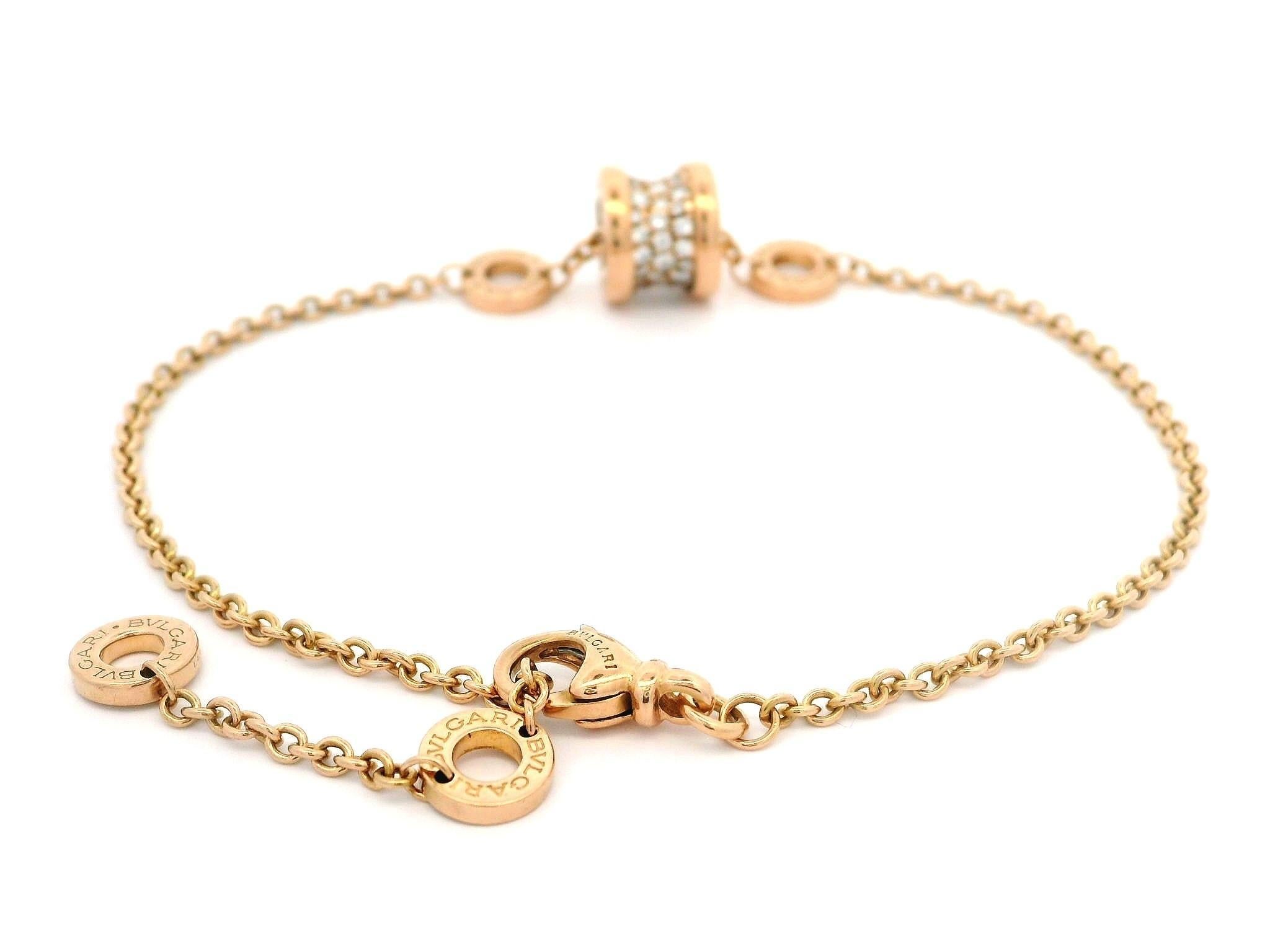 Bulgari 18k Rose Gold Diamond B.Zero1 Adjustable Link Chain Bracelet size M/L 5