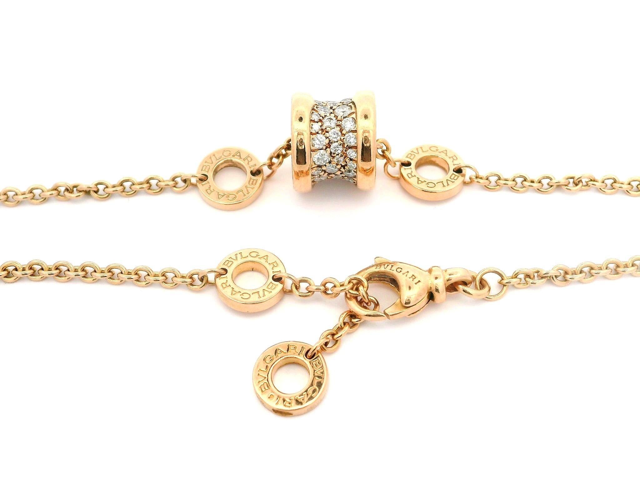 Bulgari 18k Rose Gold Diamond B.Zero1 Adjustable Link Chain Bracelet size M/L 6