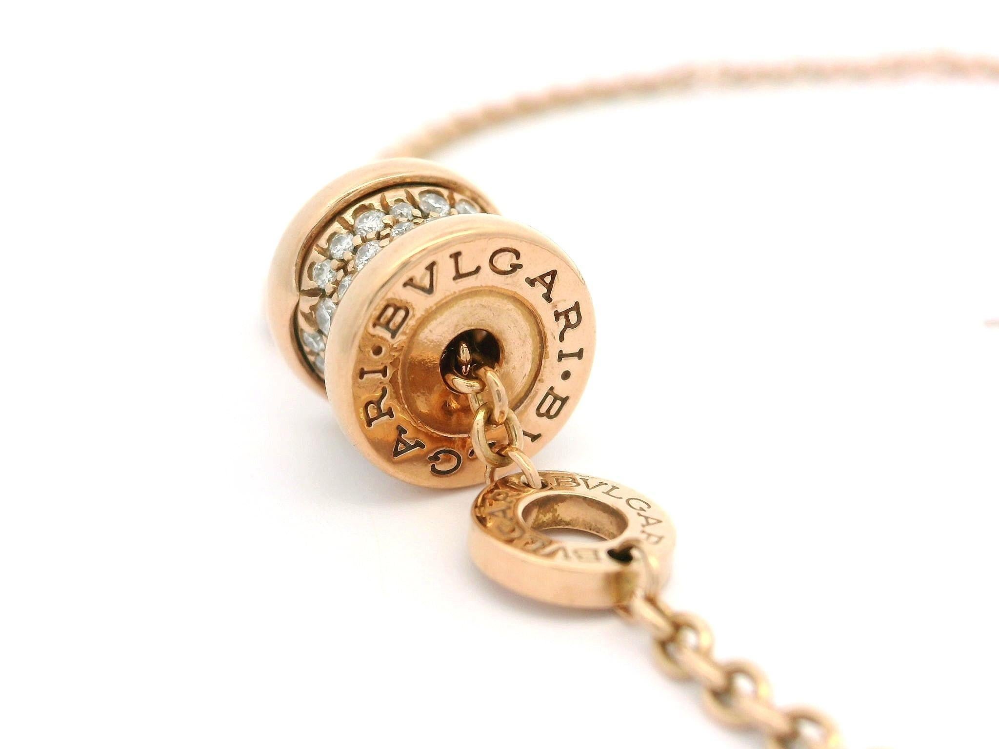 Bulgari 18k Rose Gold Diamond B.Zero1 Adjustable Link Chain Bracelet size M/L 1
