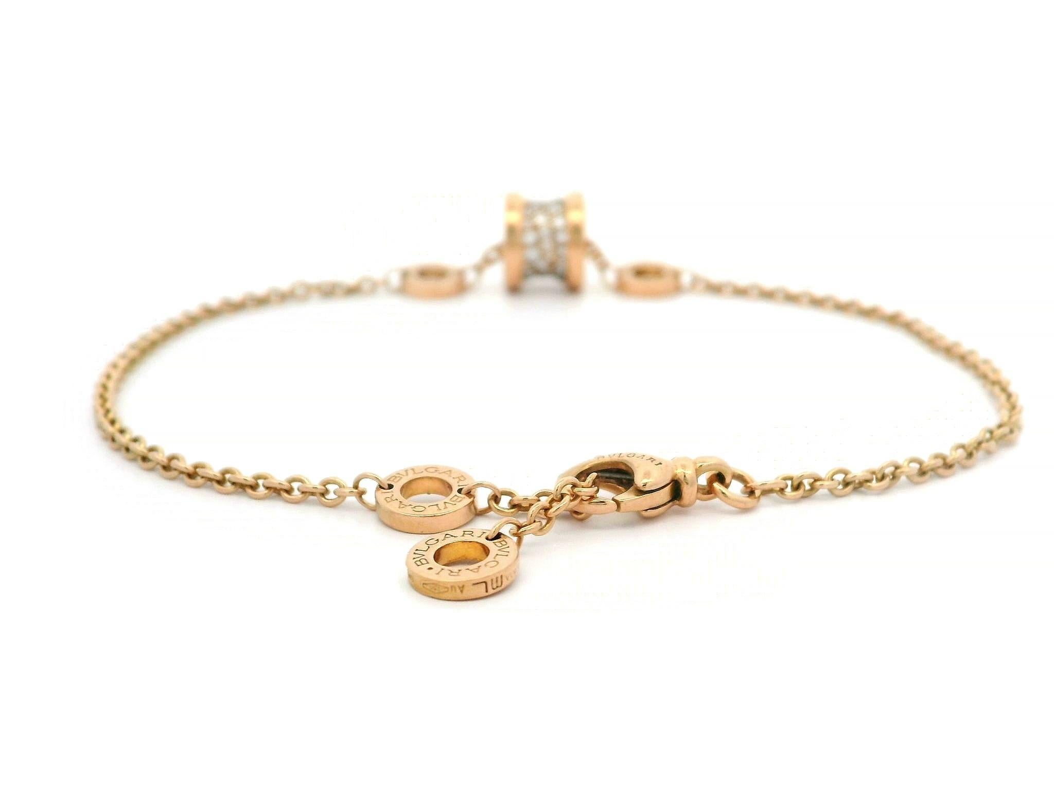Bulgari 18k Rose Gold Diamond B.Zero1 Adjustable Link Chain Bracelet size M/L 3