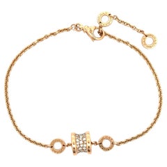 Bulgari 18k Rose Gold Diamond B.Zero1 Adjustable Link Chain Bracelet size M/L