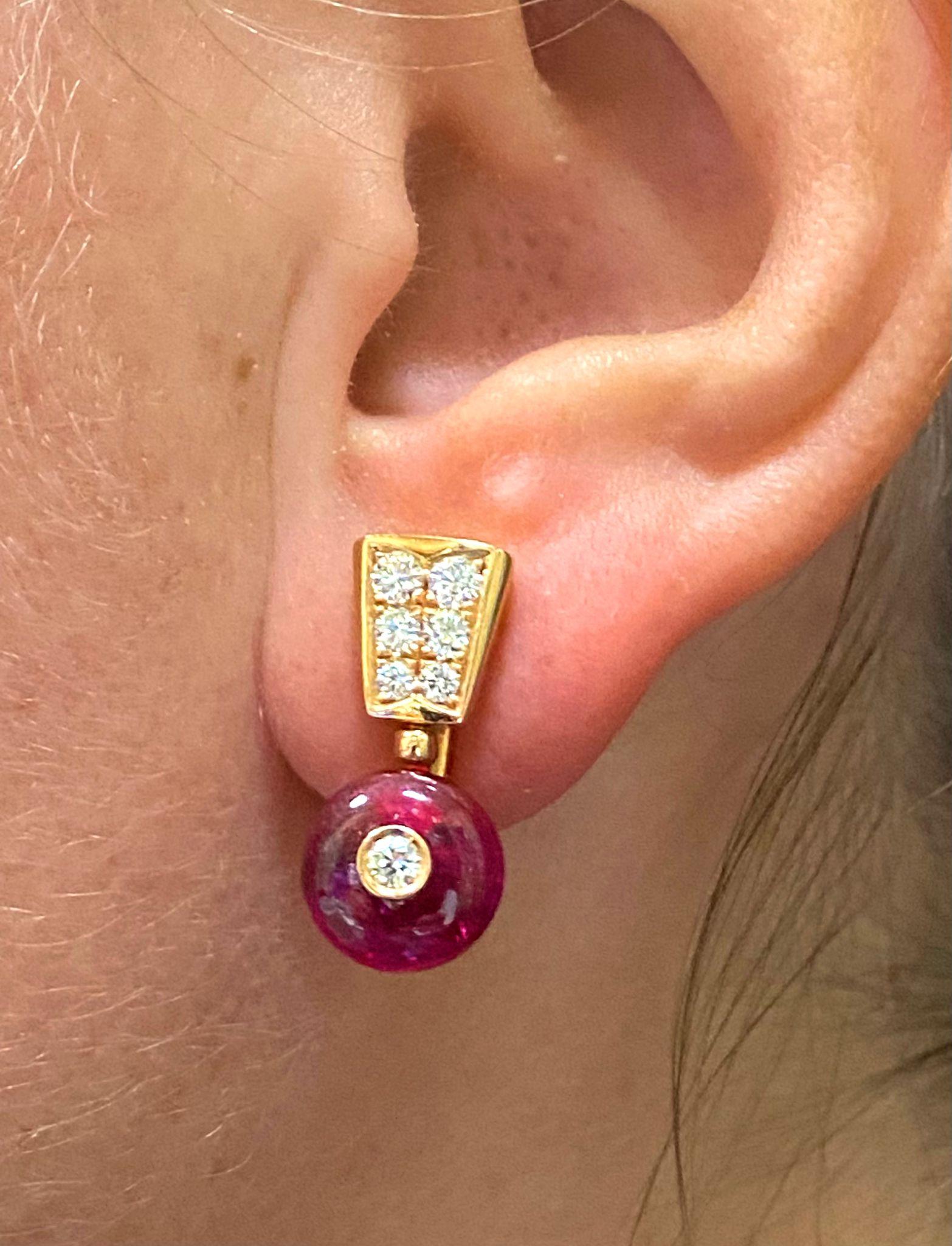 Bulgari 18K Rose Gold Diamond & Rubellite Earrings 2