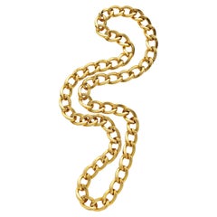 Bulgari 18k massive Gelbgold Kette Halskette mit Sicherheitskette mit Halskette, Größe 36"