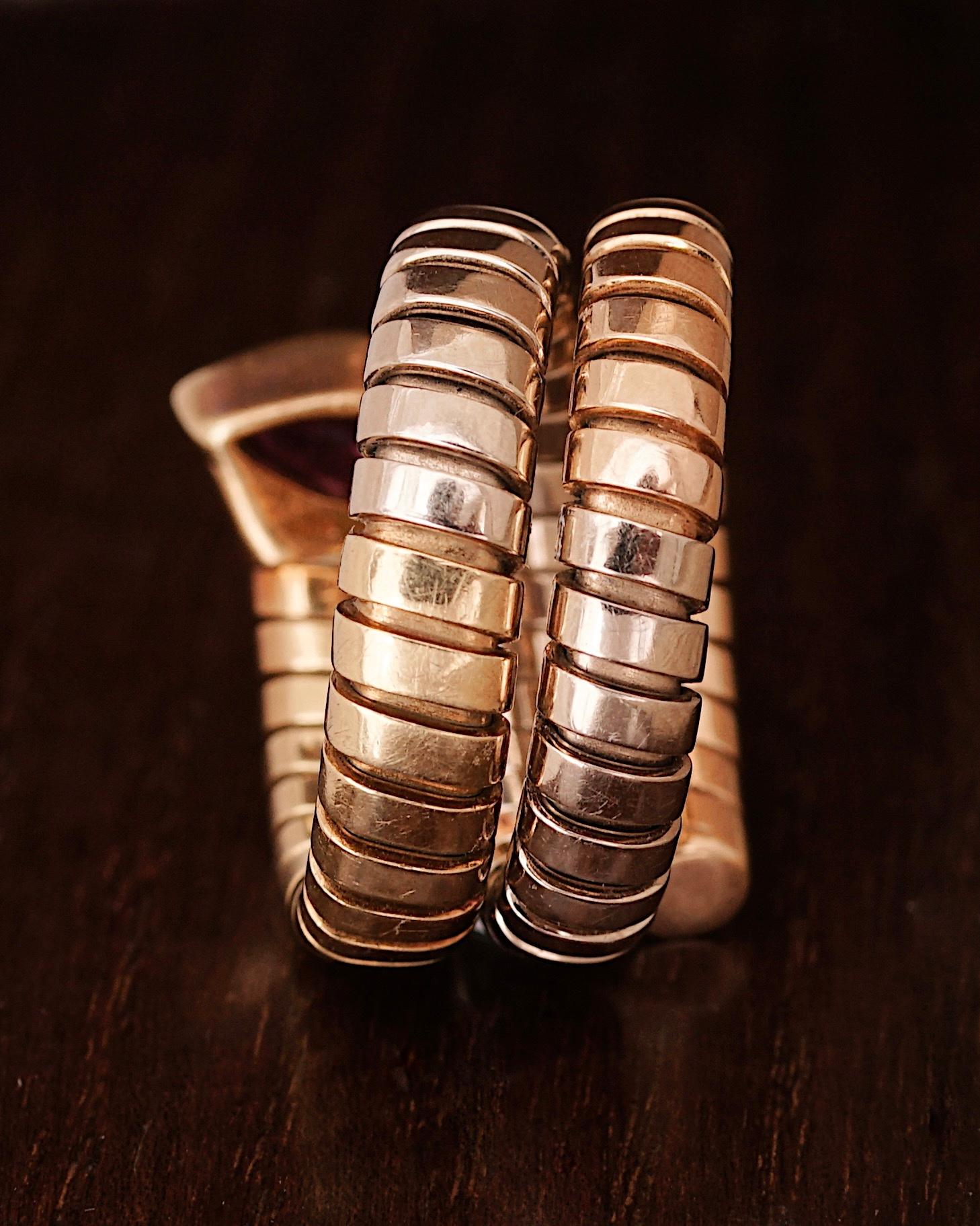 Bulgari, 18K Three (Yellow White and Pink) Gold Tubogas 