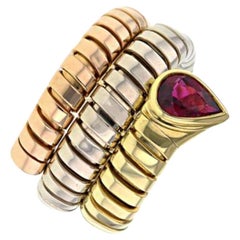 Bulgari, 18K Three (Yellow White and Pink) Gold Tubogas "Serpenti' Ring, C. 1980