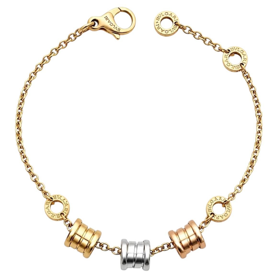Bulgari 18k Tri Color Gold B. Zero 1 Three Element Adjustable Link Bracelet